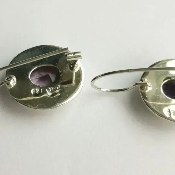 Nwt Sterling Silver oval cut  amethyst drop earrings - Picture 6 of 8